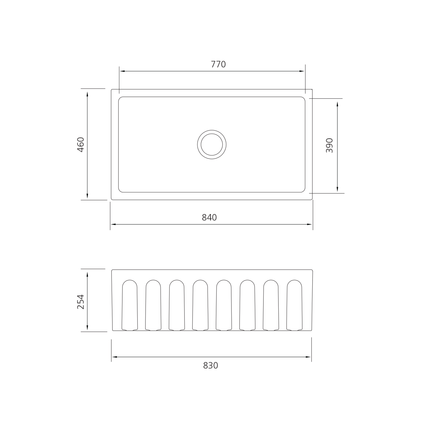 NOTE: Each sink may vary +/- 2% in size from stated
dimensions.