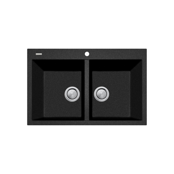 Santorini Black Piccolo Double Bowl Topmount Sink